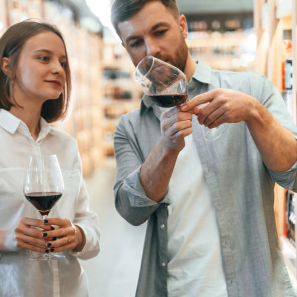 Un couple dégustant du vin lors d'une dégustation